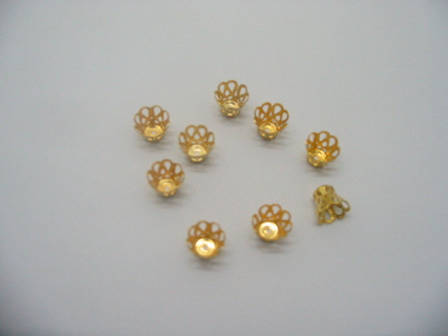 2000 Golden Plated Floral Bead Caps 9mm Jewelry Finding - Click Image to Close